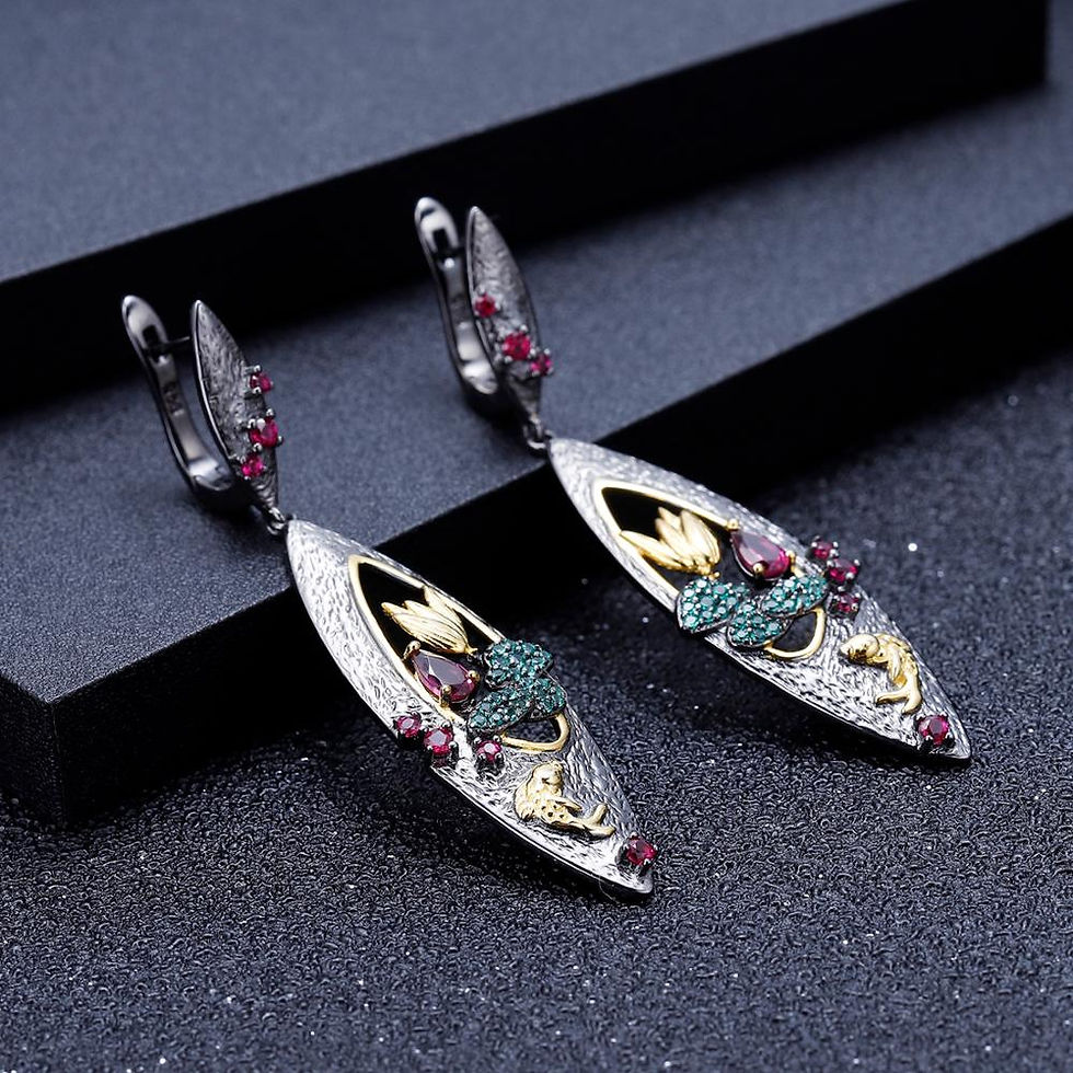 Thumbnail: GEM'S BALLET Natural Rhodolite Garnet Gemstones Earrings 925 Sterling Silver Ha
