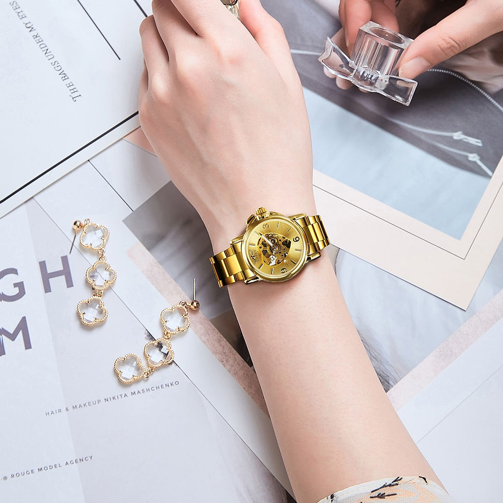 Thumbnail: WINNER Fashion Skeleton Watch for Women Elegant Luxury Brand Automatic Mechanic