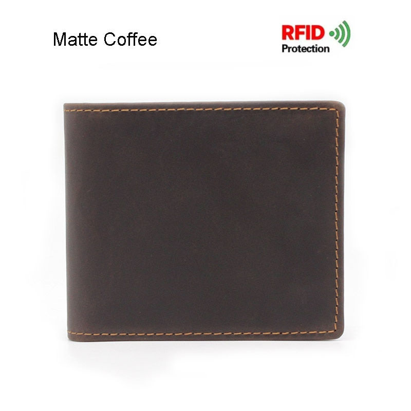 Thumbnail: RFID Blocking Men's Oil Wax Skin Wallet Man Vintage Cow Genuine Leather Wallet