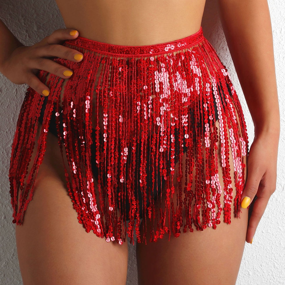 Thumbnail: Women Short Sequin Swimskirt Fringe Cover Up Skirt Beach Wrap Bikini Shiny Wrap