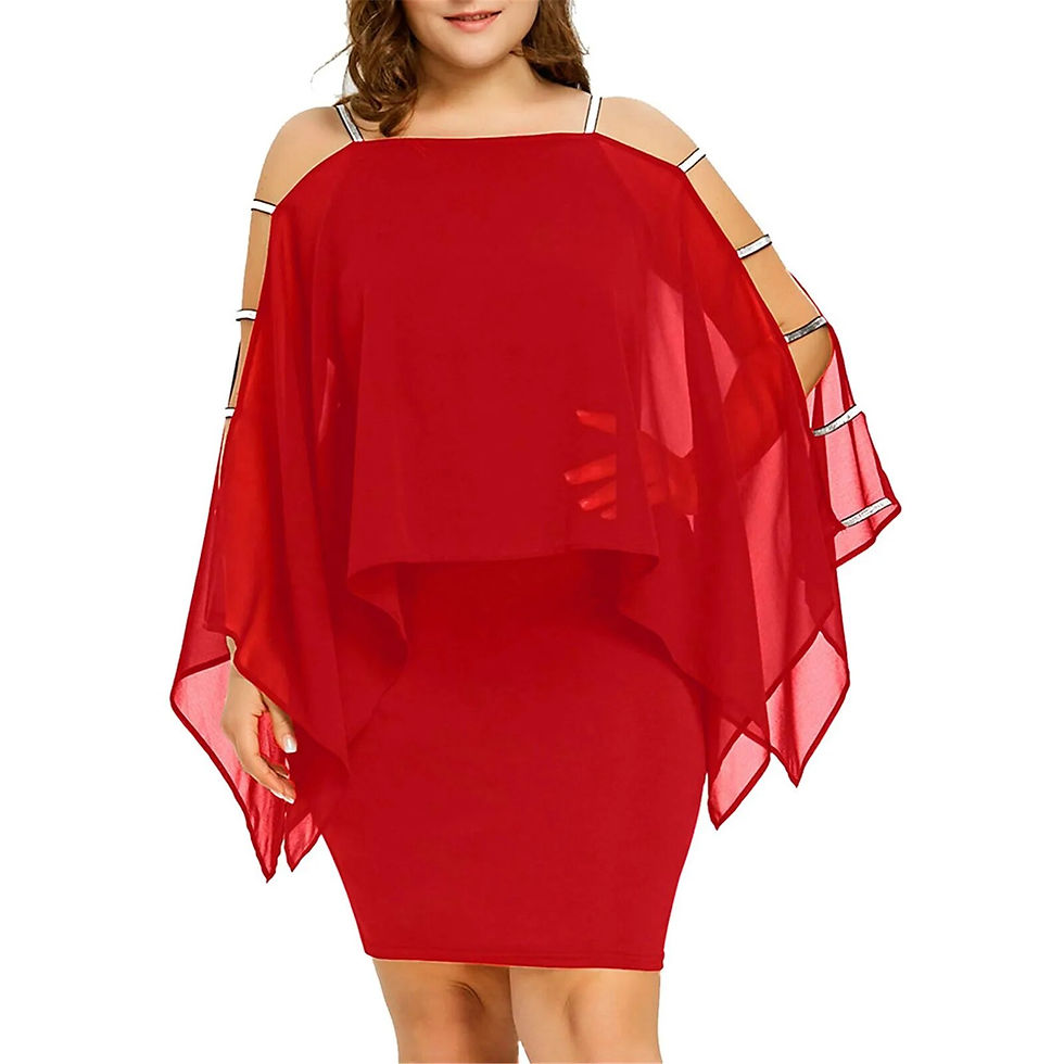 Thumbnail: Womens Plus Size Ladder Cut Overlay Asymmetric Chiffon Strapless Mini Dress ves