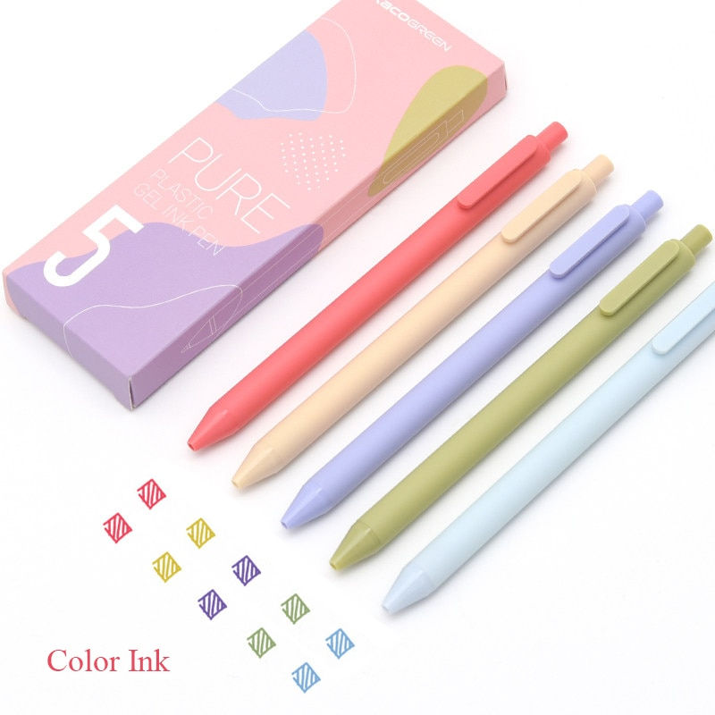 サムネイル： Kaco Cute Retractable Gel Pens Vintage Pen Extra Fine 0.5mm Kawaii Pen Statione