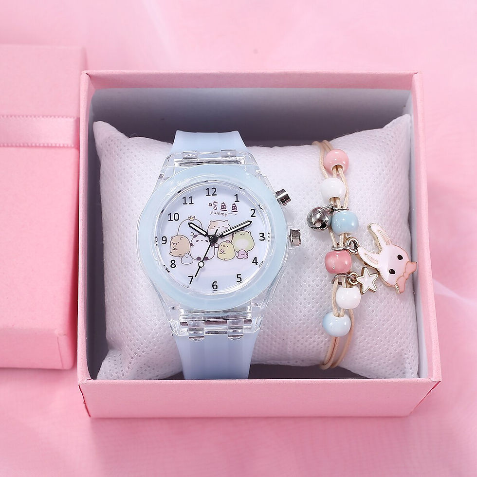 Miniatura: Girls Kids Children Luminous Student Colorful LED Light Women Lady Clock Silica