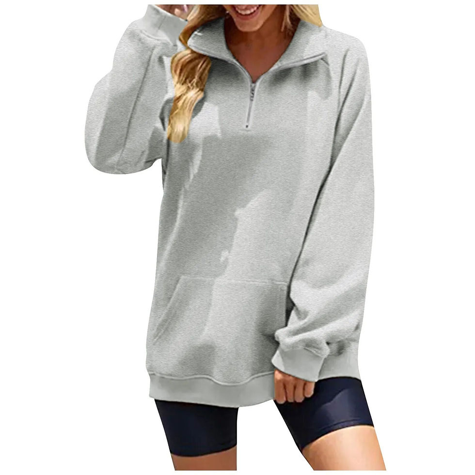 Thumbnail: Plus Size Women'S Long Sleeves Collar Quarter 1/4 Zip Pullover Sweatshirts Casu