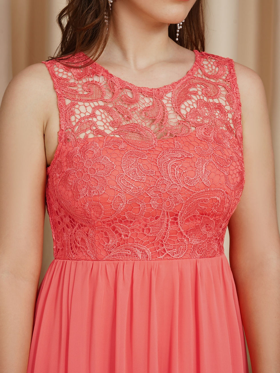 Sličica: BABYONLINE Bridesmaid Dresses Floral Lace Appqulies Sleeveless Gown Long Maxi S