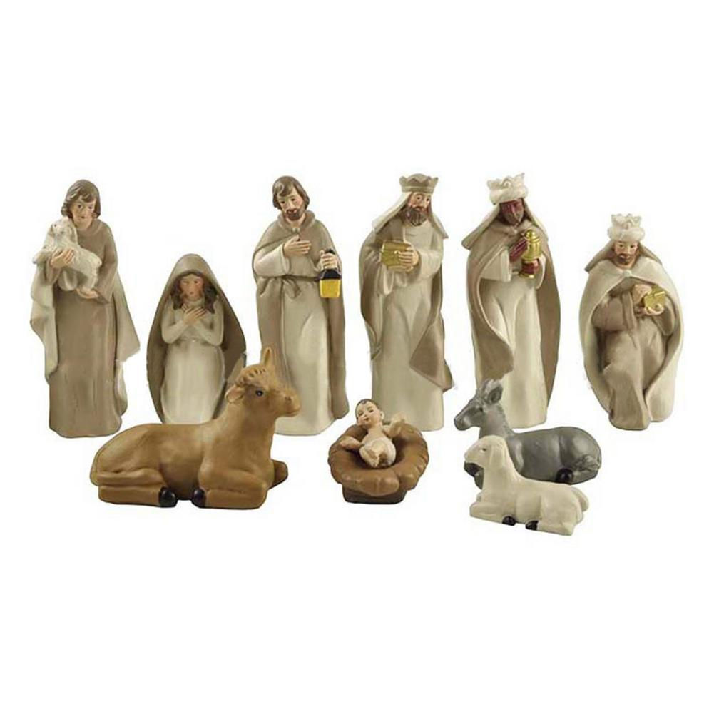 10pc/11pcs Christ Birth Of Jesus Statue Nativity Scene Set Christmas Crib Figur
