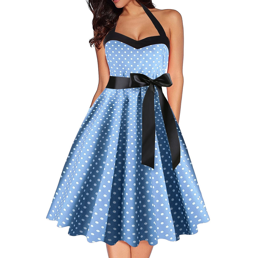Miniatura: Sexy Retro Polka Dot Dress For Women Audrey Hepburn Vintage Halter Dress 50s