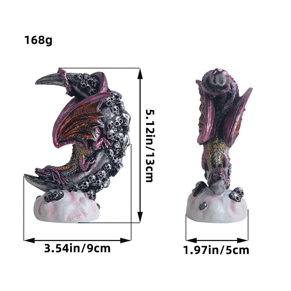 Hình thu nhỏ: Halloween Moonlight Dragon Statue Resin Crafts Moon Shaped Figurines Gothic Sty