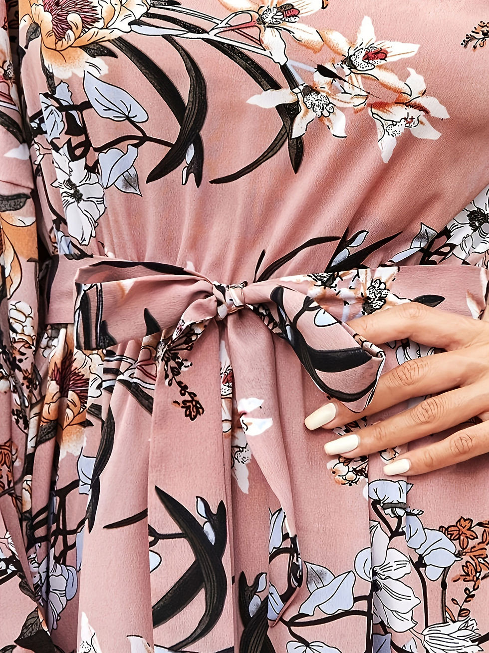 Thumbnail: Long Sleeve Round Neck Bohemian Dress