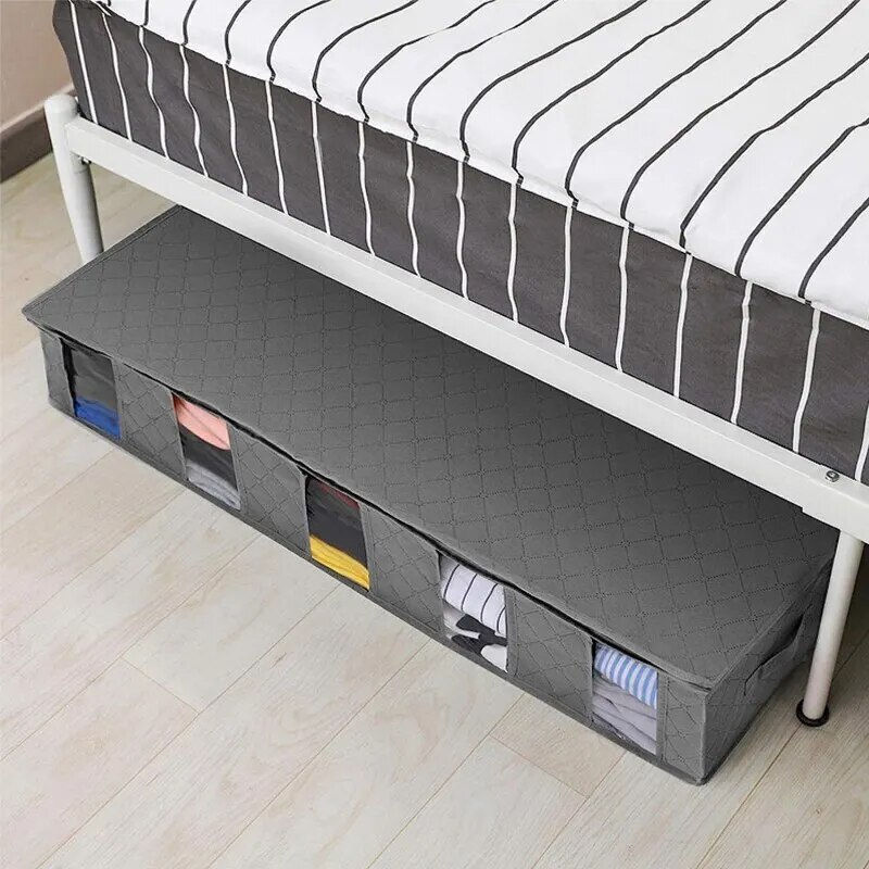 Clothing Storage Bag Foldable Underbed Organizing Large Adjustable Compartment