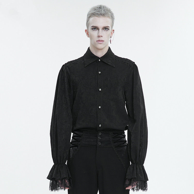 Thumbnail: Men's Ruffled Gothic Long Sleeved Shirt