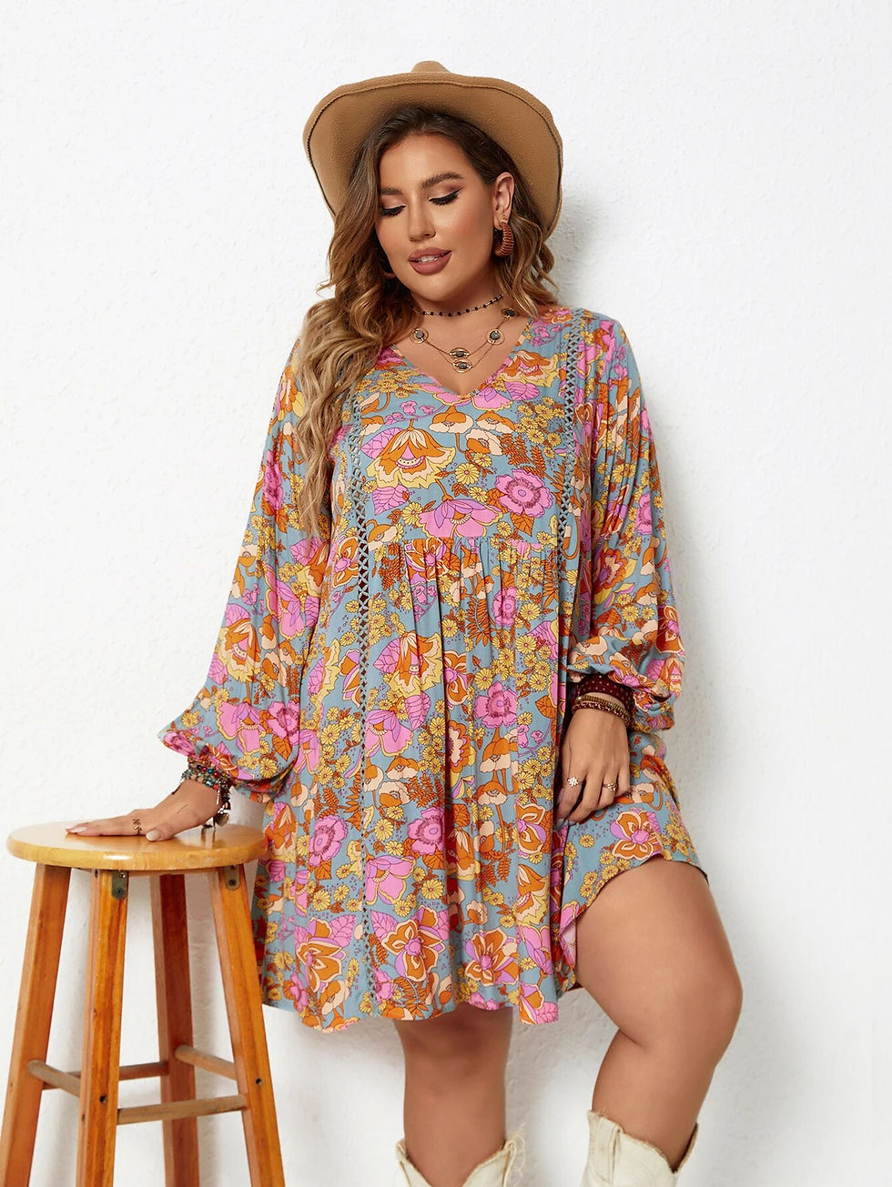 Sīktēls: "Rusttydustty Plus Size Women's Elegant and Feminine Fashion Dress - Versatile,