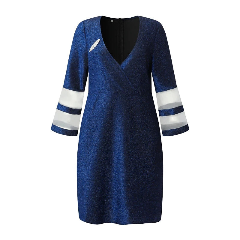 Thumbnail: Plus Size 6XL 7XL 8XL Dress for Women Elegant Midi Curvy Shinny Clothing 2023 S