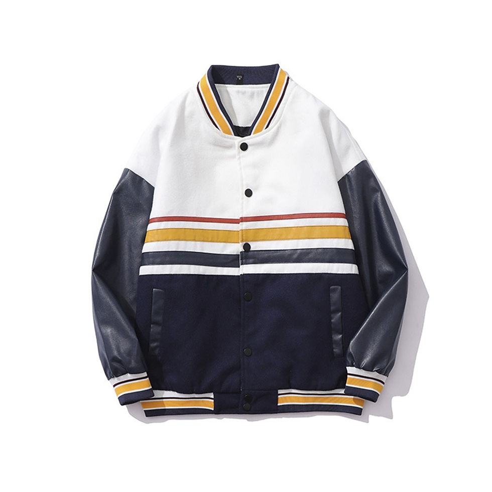 Thumbnail: Jackets for men Neutrals Varsity Bomber Jacket Man Contrast Sleeve PU Leather C