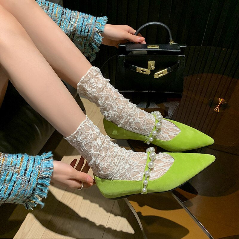Miniatura: 2023 new spring women pumps natural leather 22-24.5cm length sheepskin suede+ p