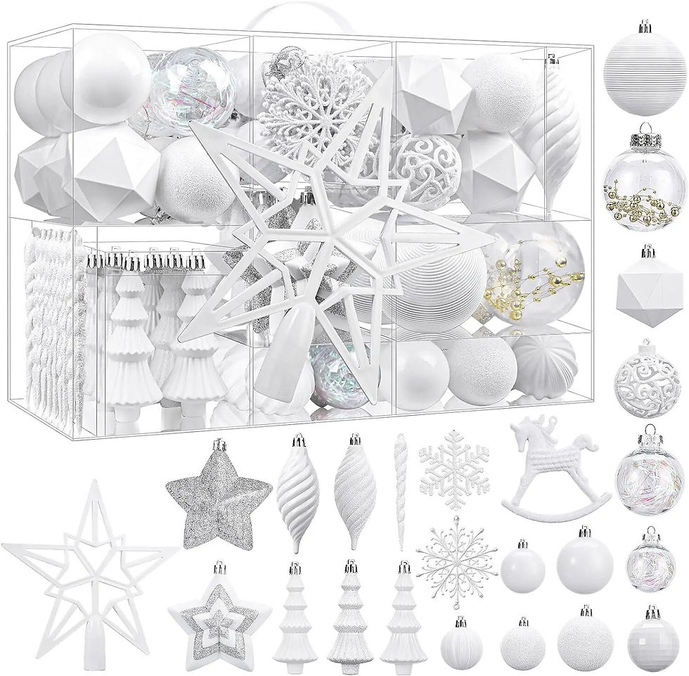 Thumbnail: White Christmas 2024 100pcs Christmas Balls Ornaments Set Festoon New Year's Ev