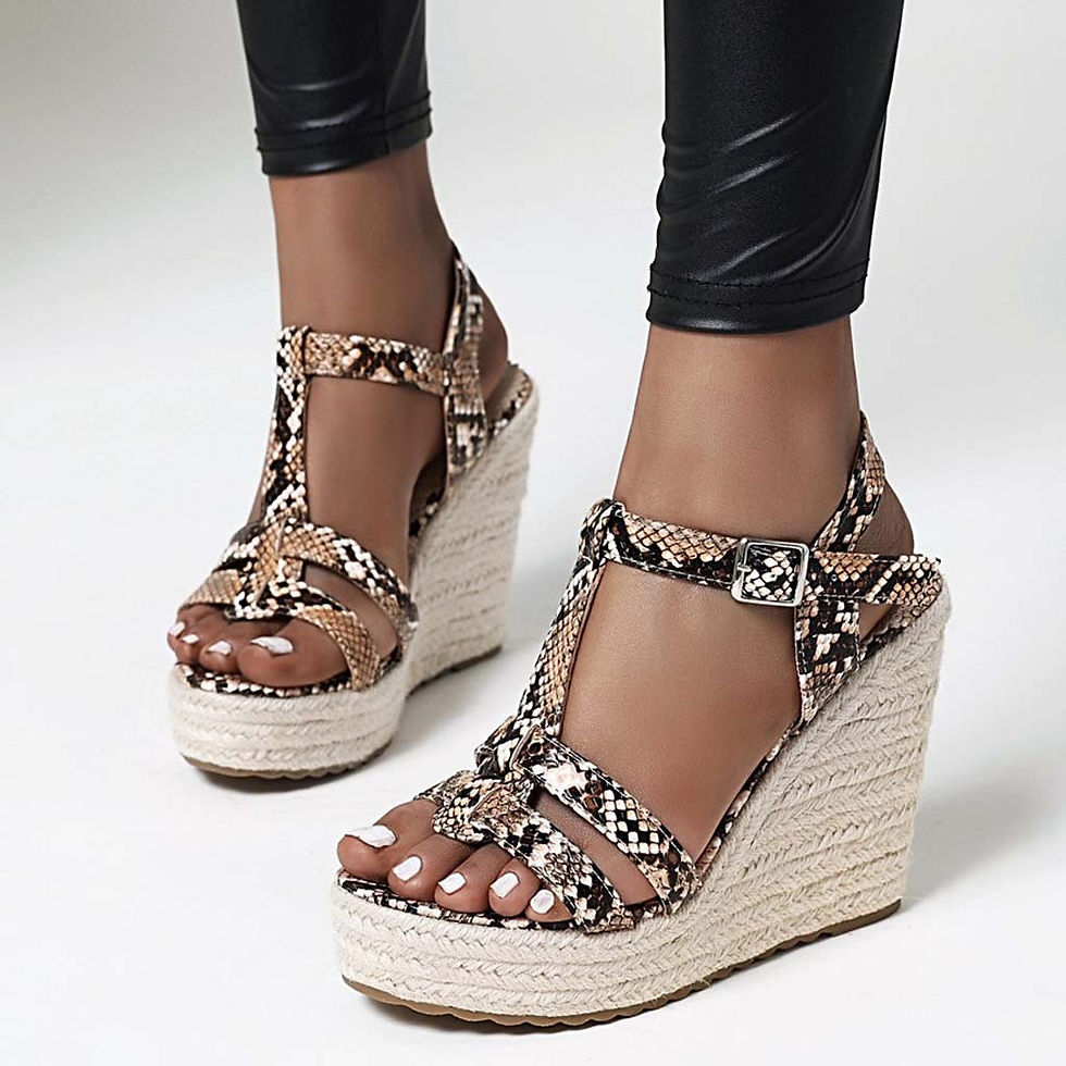 Thumbnail: Sandals For Womens Wedges Shoes Flip Flops Snake Print Open Toe Sandals