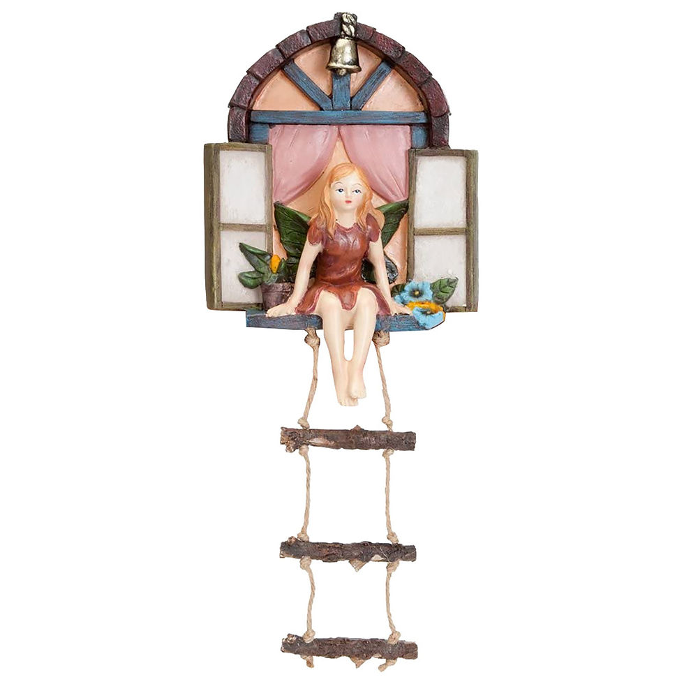 Thumbnail: Fairy House Tree Hanging Sculpture Window Fairy Ladder Resin Statue Figurine Ou