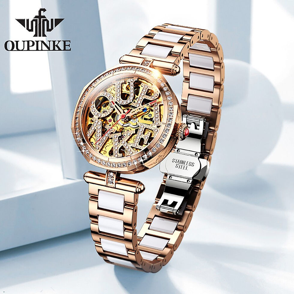 Thumbnail: OUPINKE Genuine Mechanical Watch for Women Chematics Elegant Skeleton