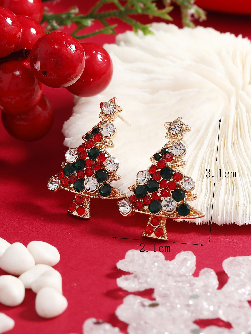 Thumbnail: 2023 New Occidental Fashion Christmas Tree Jewelry Set Necklace, brooch, ring,