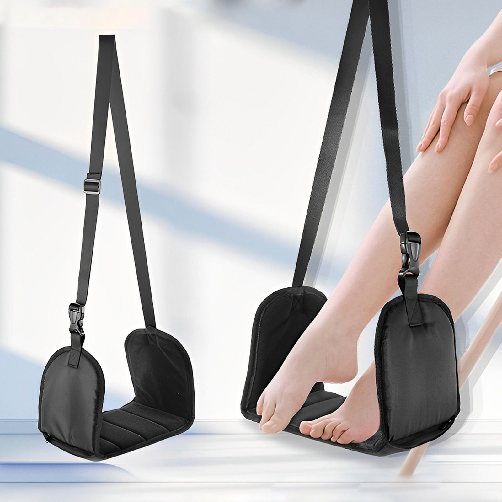 Airplane Footrest Adjustable Hanging Footrest Hammock Portable Plane Leg Rest F