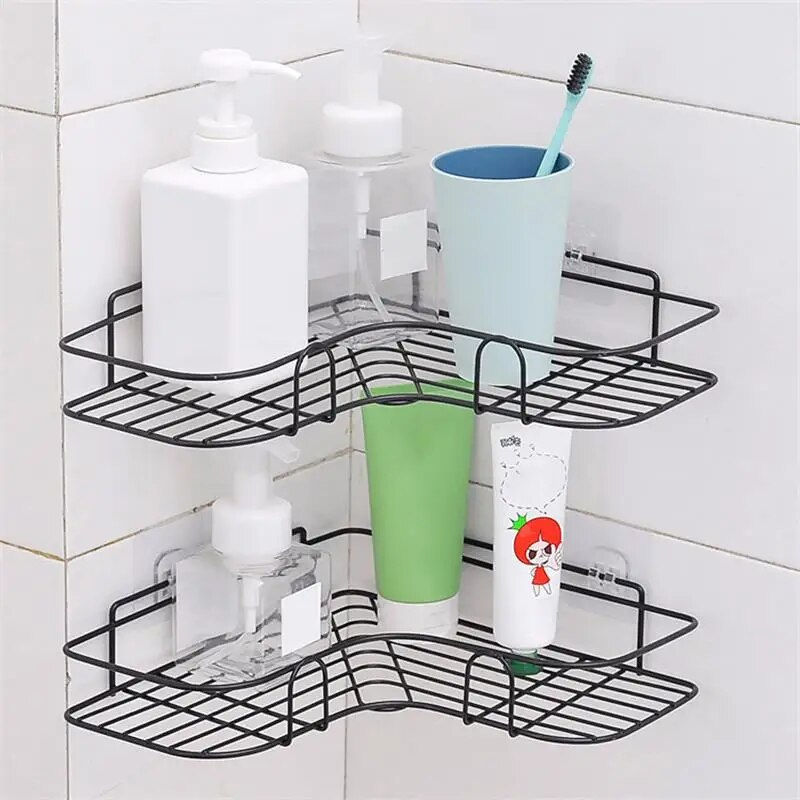 Miniatura: Iron Triangle Rack For Kitchen Bathroom Storage Rack Thickened Love Corner Rack