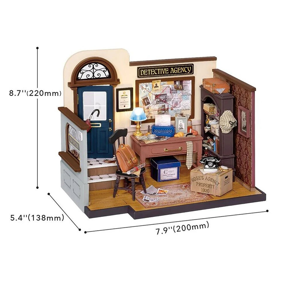 Thumbnail: Robotime Rolife DIY 3D Dollhouse Mose's Detective Agency Miniature House Kit Wo