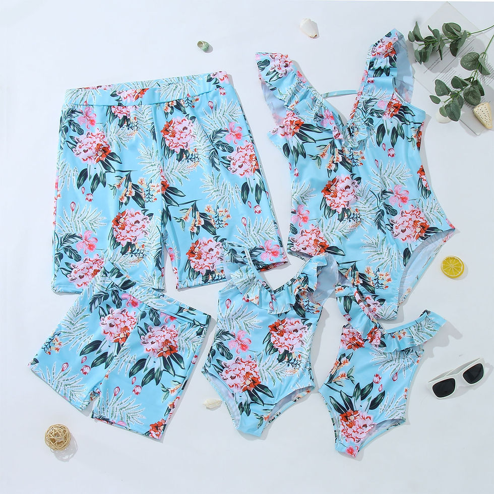 Miniatyrbild: Parent Child Swimsuit Leaf Floral Print Bikini One-Piece Bikini Swimsuit For