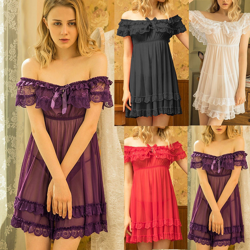 Thumbnail: Plus Size Women's Nightgown See Through Lace Night Dress Sexy Lingerie Slash