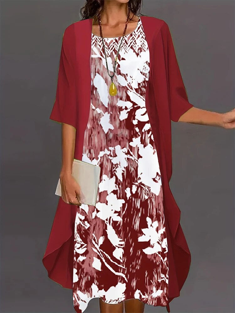 Thumbnail: Plus Size 2023 Autumn New Women's Floral Printed Long Dress Printed Pattern Two
