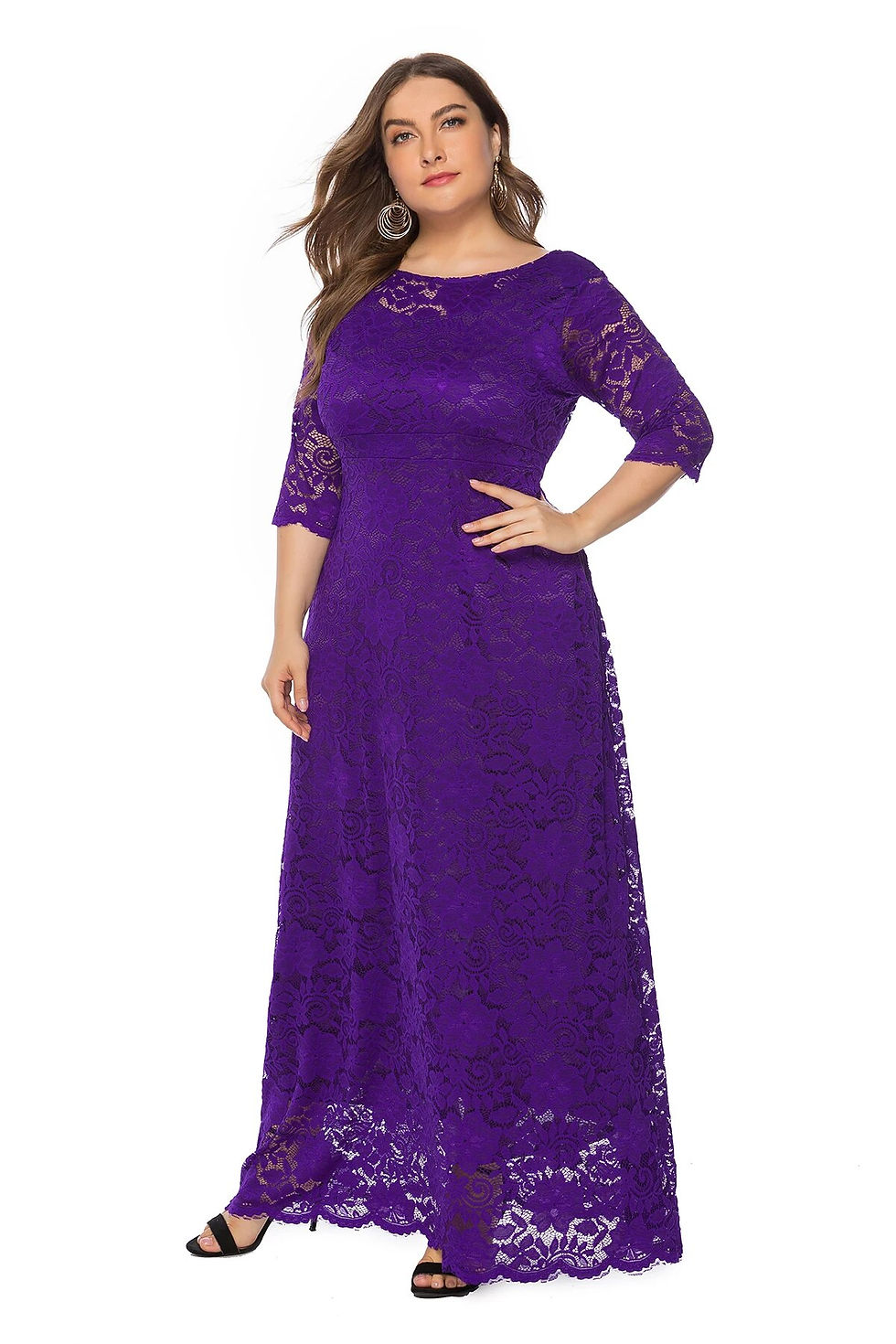 Miniatura: Plus Size Elegant Slight Stretch Bridesmaid Party Evening Maxi Long Dress With
