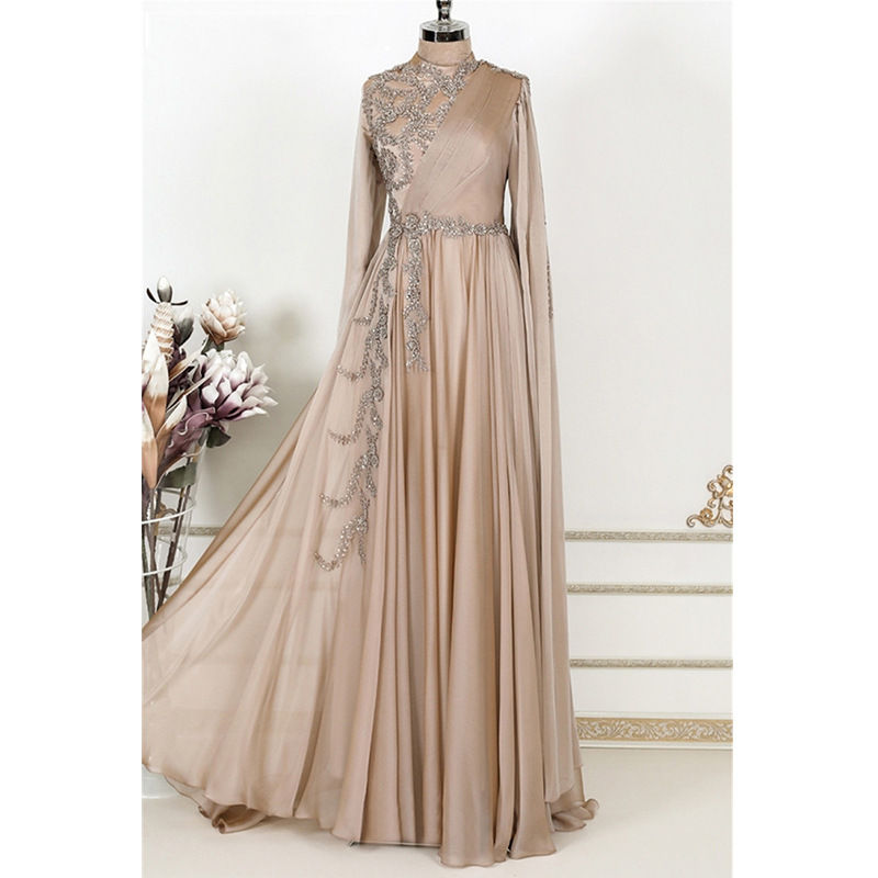 Thumbnail: Champagne Muslim Evening Dress Formal Party