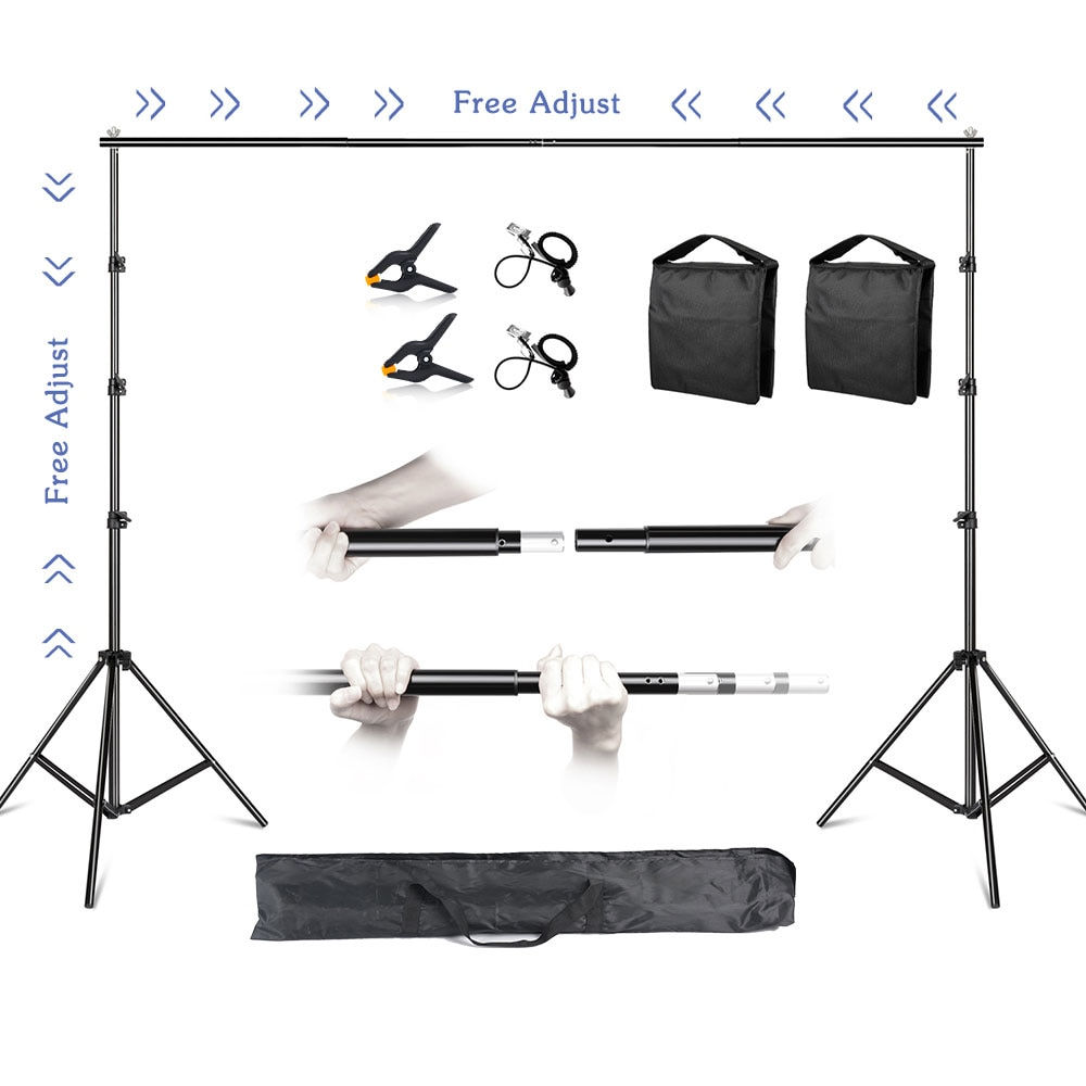 2.6x3M/8.5x10ft Photo Video Studio Backdrop Background Stand, Adjustable Telesc