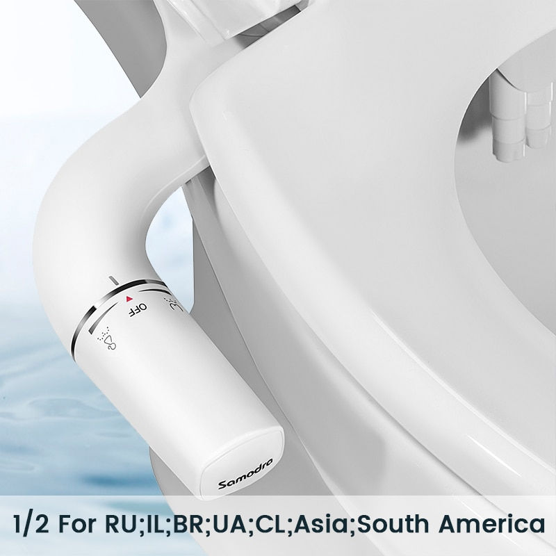 Thumbnail: SAMODRA Bidet Attachment Ultra-Slim Toilet Seat Attachment Dual Nozzle Bidet Ad