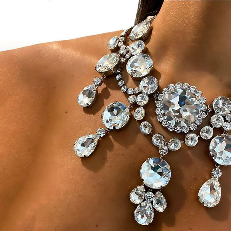 Thumbnail: Stonefans Round Crystal Exaggerated Choker Statement Necklace for Women
