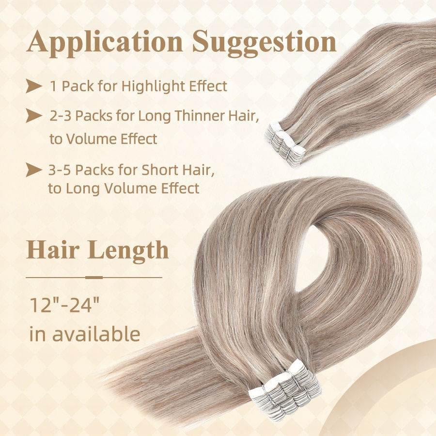 Thumbnail: Neitsi Mini Tape In Human Hair Natural Straight Adhesive Hair Extensions 12"-20