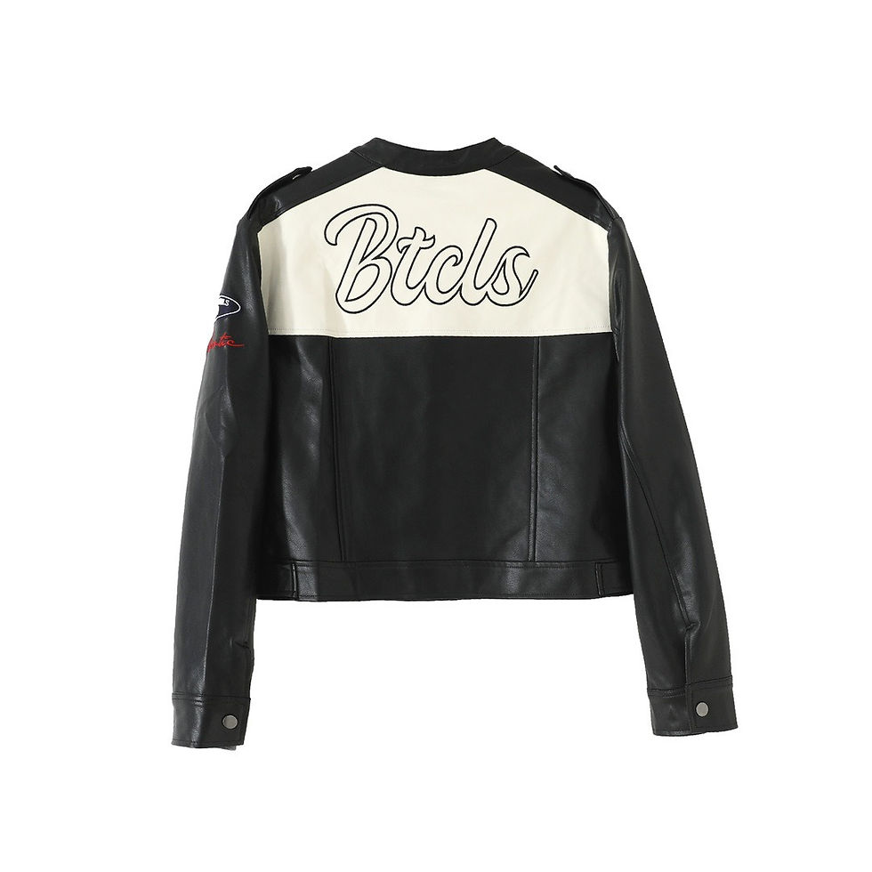 Minijatura: Same Color Matching Biker's Leather Jacket
