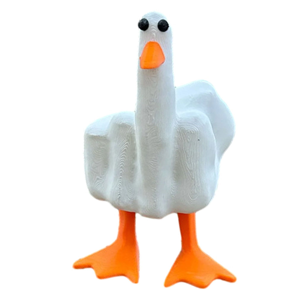 Creative Funny Little Duck Personalized Middle Finger Resin Statue Home Desktop