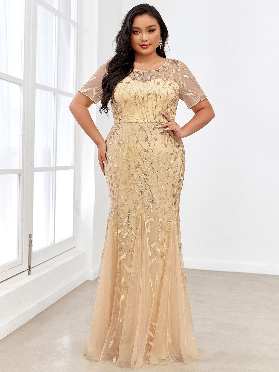 Miniatură: Ever-Pretty Floral Sequin Print Maxi Long Fishtail Mermaid Formal Evening Dress