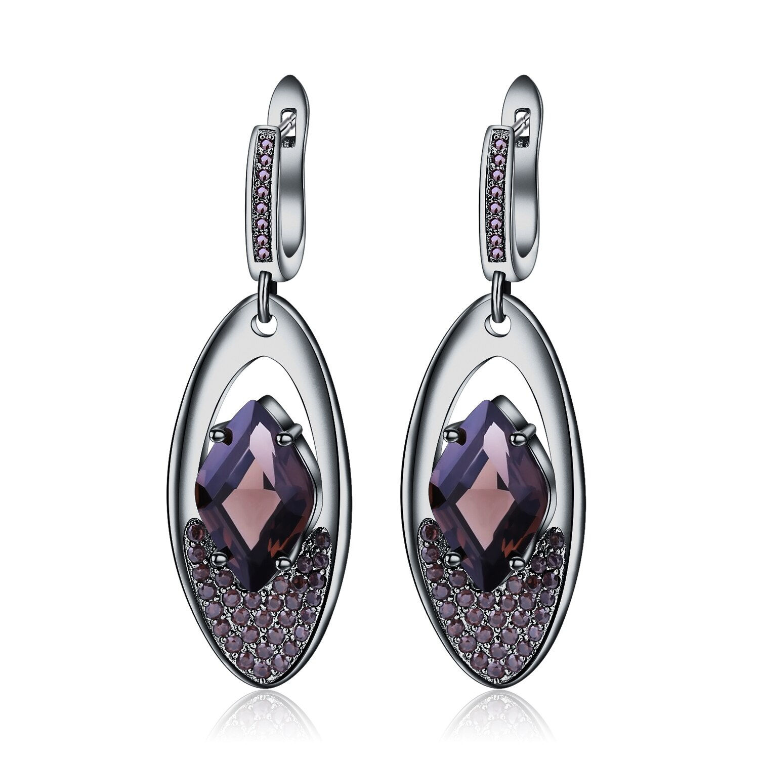 GEM'S BALLET Natural Smoky Quartz Gemstone Earrings 925 Sterling Sliver Vintage