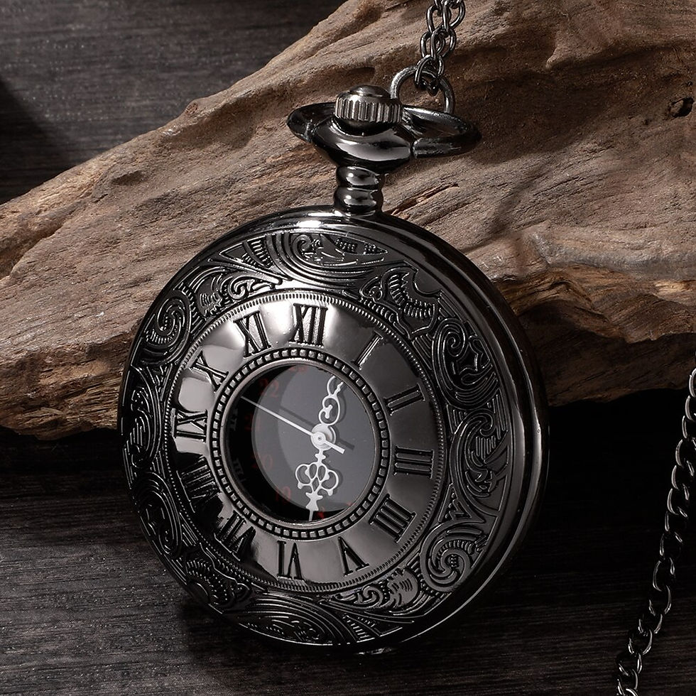 Miniatura: Vintage Charm Black Unisex Fashion Roman Number Quartz Steampunk Pocket Watch W
