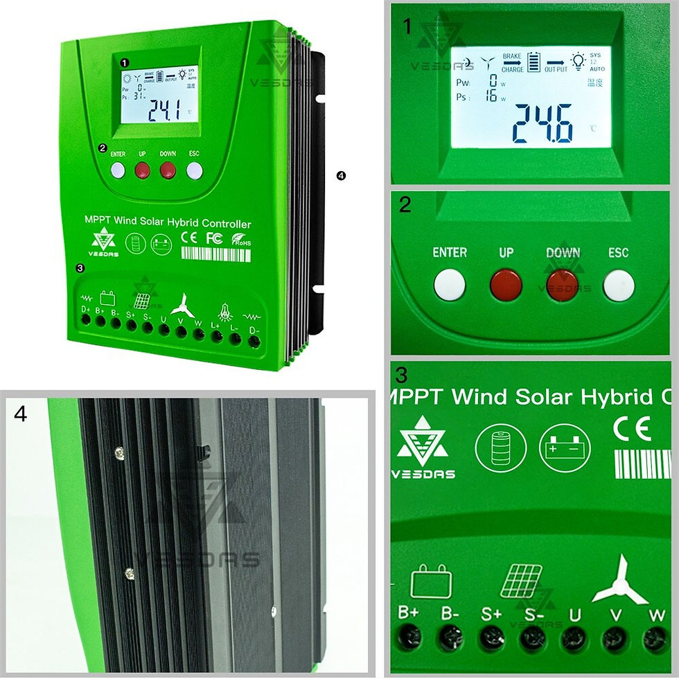 Thumbnail: 2000W MPPT Wind Solar Hybrid Charge Controller For 12V 24V 48V LiFePO4