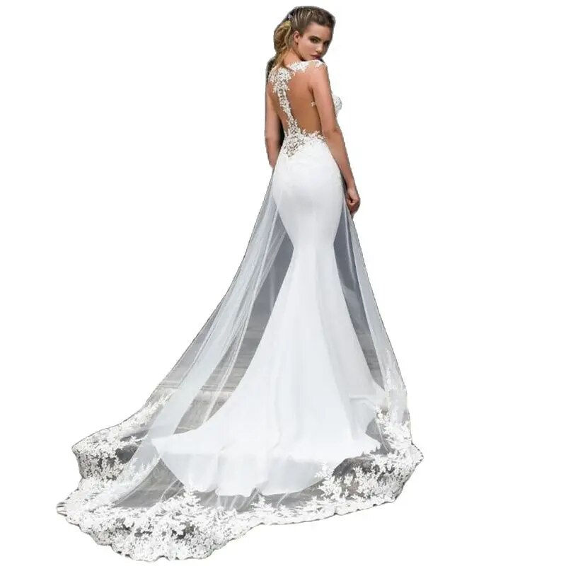 Thumbnail: LoveDress Mermaid Wedding Dress 2024 Sexy See Through Back Sleeveless Lace Appl