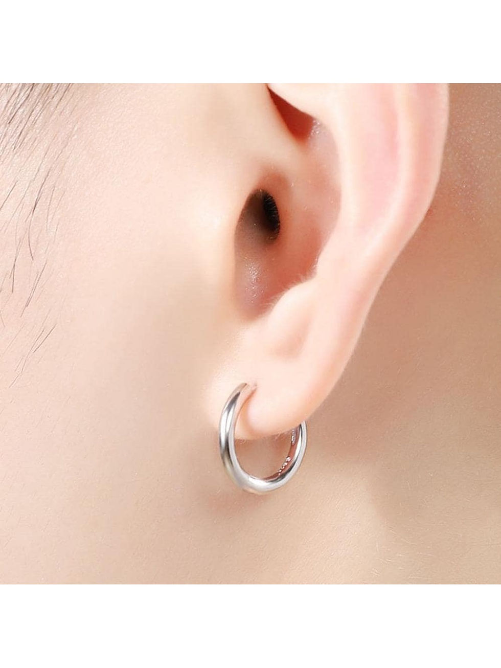 Миниатюра: 1pair Fashionable Minimalist Sterling Silver Hoop Earrings For Men Women For Da
