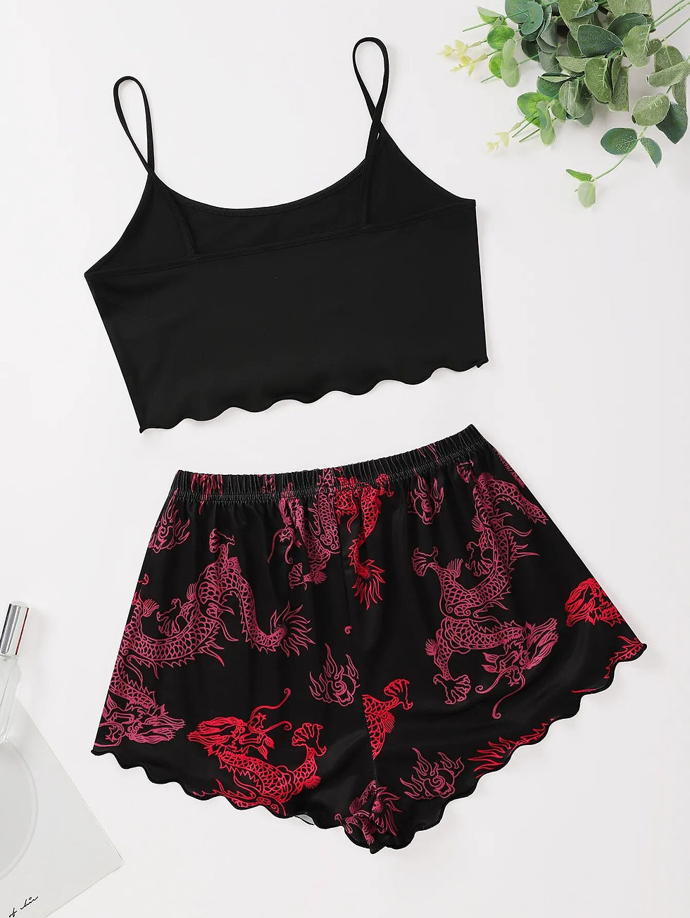 Thumbnail: Dragon Print Pajamas set for Women Summer Animal Sleepwear Sleeveless Shoulder