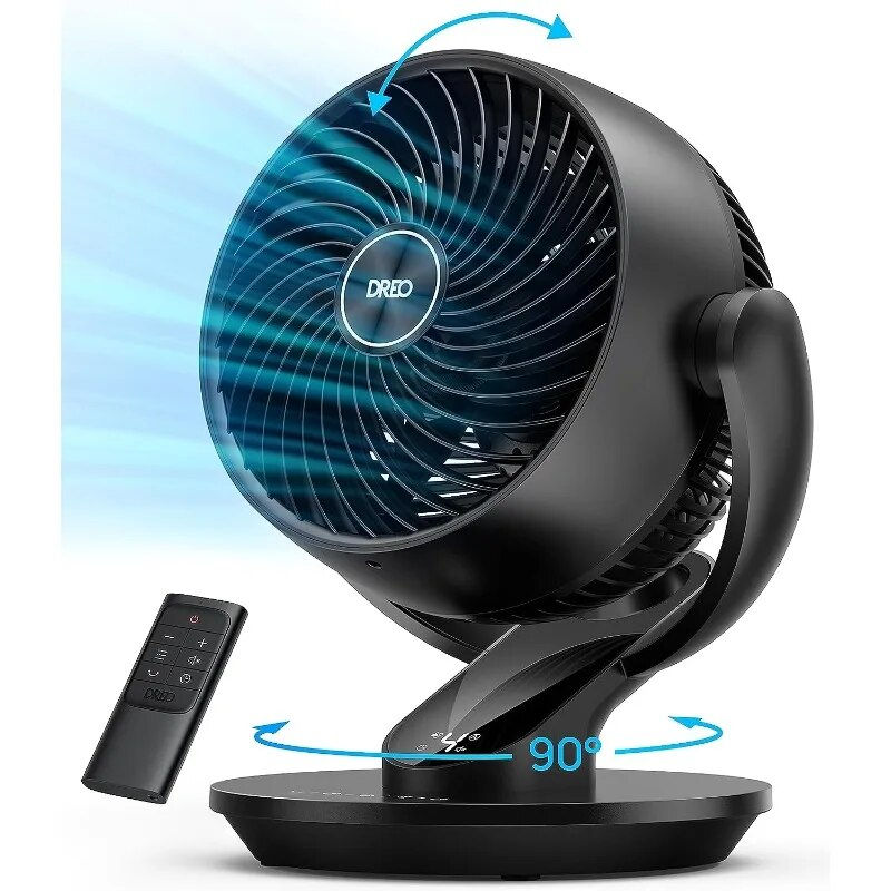 9 Inch Quiet Oscillating Floor Fan with Remote, Air Circulator Fan for Whole Ro