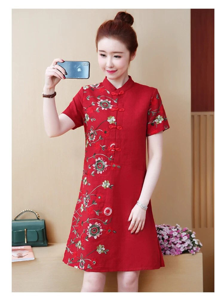 Chinese Traditional Vintage Modified Cheongsam New Modern Short Sleeve Wedding