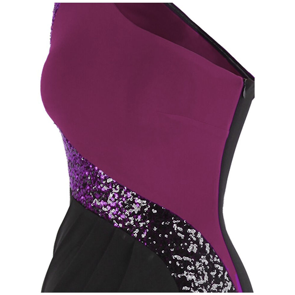 Sīktēls: Angel-fashions Women's Purple Black Evening Dresses Splicing Sequin Ruched