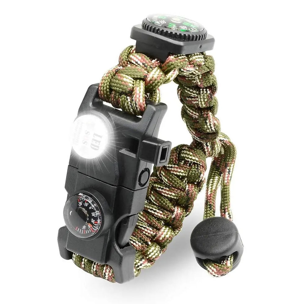 Thumbnail: Outdoor Paracord Survival Bracelet With Waterproof SOS LED Light Compass Whistl