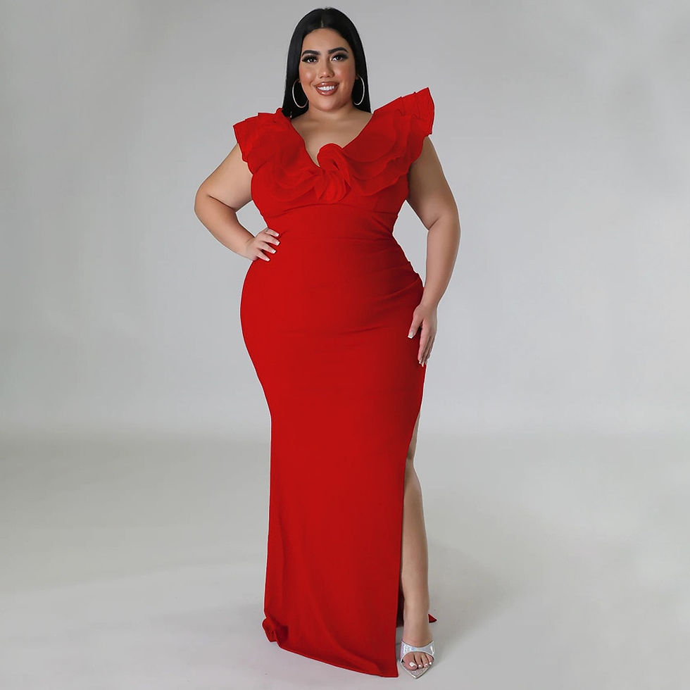 Thumbnail: Perl Plus Size Petal Hip Maxi Dress for Women Pleated Regular Fit Long Dress Ch